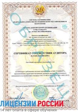 Образец сертификата соответствия аудитора №ST.RU.EXP.00014299-1 Конаково Сертификат ISO 14001